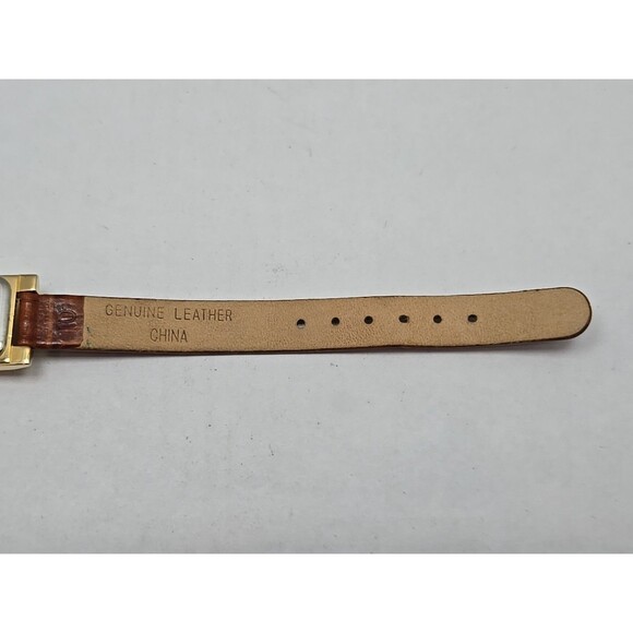 Womens Orvis Dual Time Tank Quartz Watch Gold Tone Brown Leather New Batteries - Picture 11 of 12